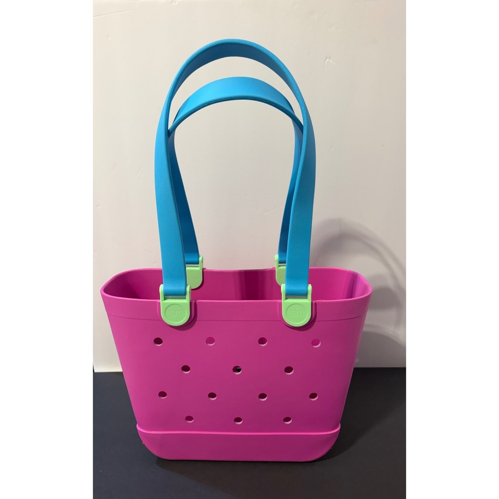 Simple Modern Medium Rubber Tote Bag Pink Blue Green Waterproof Beach Pool Bag